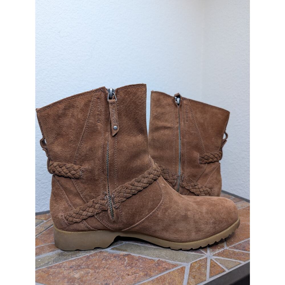 Teva De La Vina Ankle Boot Genuine Suede Braided Strap W9.5 Genuine Leather Chic